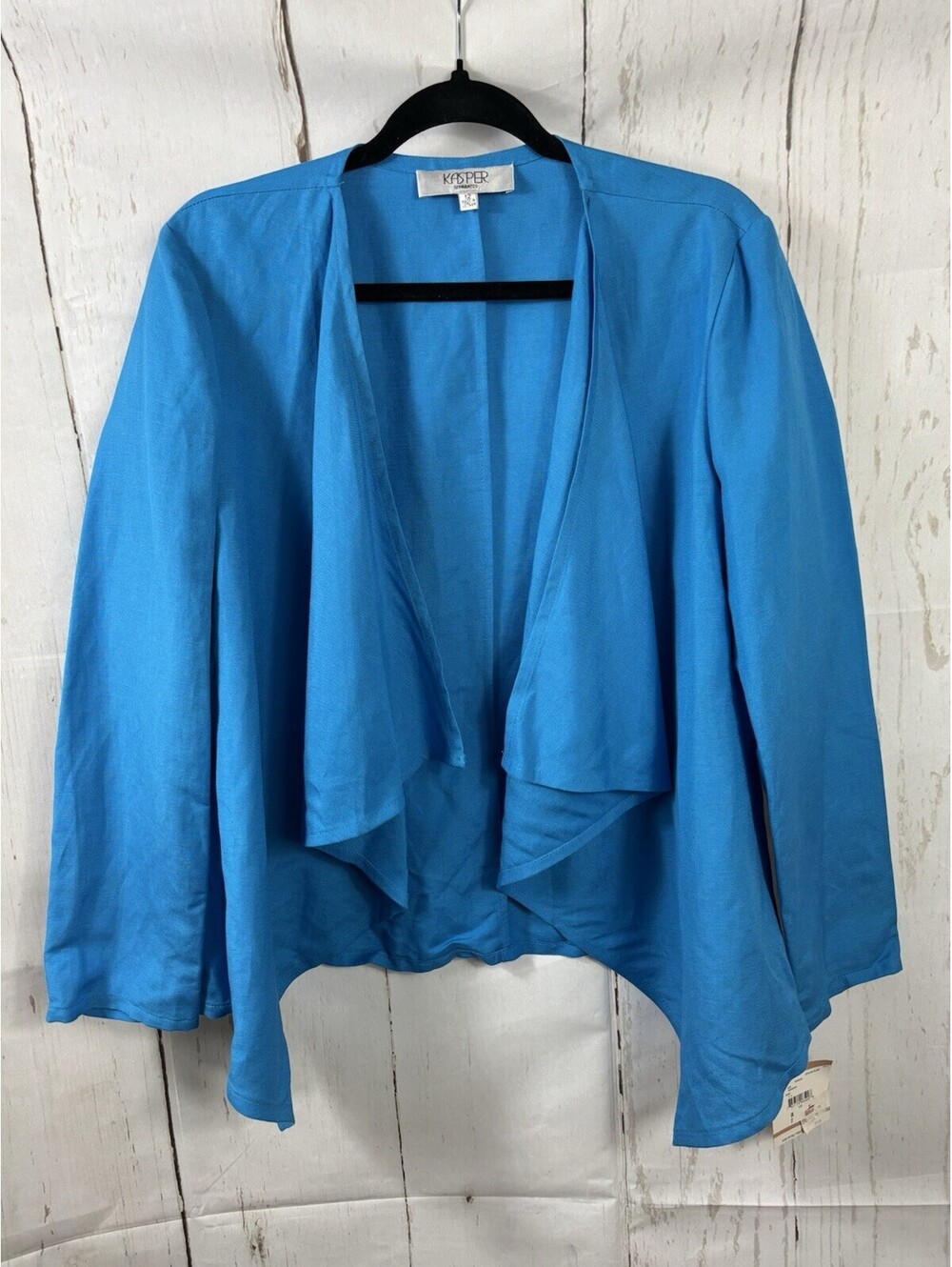 NWT $99 Casper Linen Viscose Open Front Waterfall Cardigan Jacket Sz 12 Teal